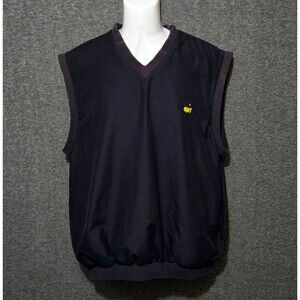 Masters Collection Vest Mens Large Black Windbreaker VNeck Augusta Ntl Golf Club